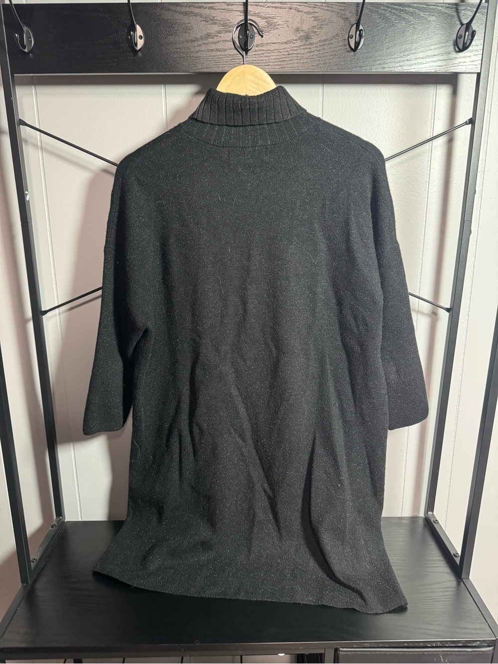 Pomander Place Black Long-Sleeve Turtleneck Dress